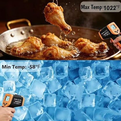 OnniOne Infrared Thermometer Temperature Gun for Cooking -58℉~1022℉ | Digital Thermometer Pizza Oven Blackstone Griddle, Laser Temperature Gun with Carrying Case, LCD Backlit (NOT for Human) - color: Black