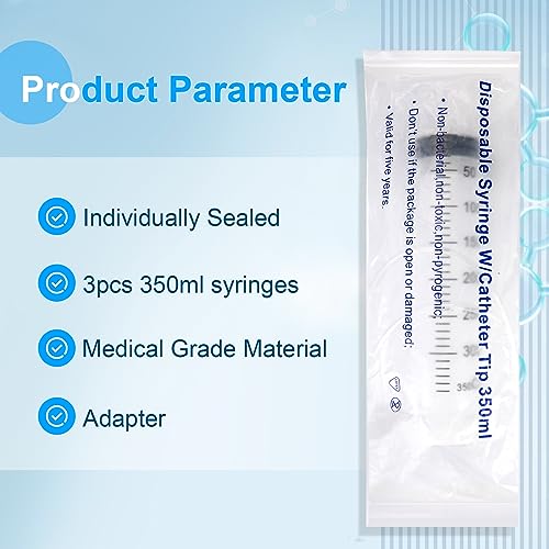 3pcs 350ml Syringes, Extra Large Plastic Syringes for Glue Dispensing, Scientific Labs, Watering, Refilling, Multiple Uses - style: 350ml