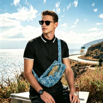 Guinea Pig & Bearded Dragon Carrier, 2-in-1 Guinea Pig Backpack and Sling, Soft Coral Fleece Bonding Pouch, Portable Travel Carrier Bag for Small Pets, Blue