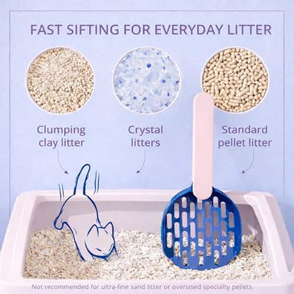 Cat Litter Scoop Sifter, Lightweight & Durable Scooper – Compact Modern Colorful Design for Clumping, Pellet & Clay Litter