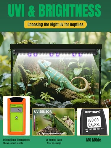 LED UVB Light for Reptiles, 8 Watts, 8-Inch | Aluminum LED Light Fixture, Dimming Controller, 4 UVI Modes, UVA UVB Lamp, For Bearded Dragon Lizard Gecko Snake Turtle - size: 8-INCH