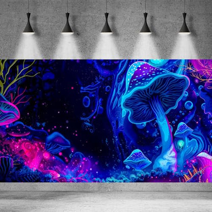 Fantasy Mushroom Forest Aquarium Background Abstract Cartoon Mushroom Reptile Tank Backgrounds Vibrant Jungle Mushrooms Theme Fish Tank Background Magic Mushrooms Reptile Enclosure Backgrounds 48x18in - color: Purple Pink, size: 48(W)x18(H)in