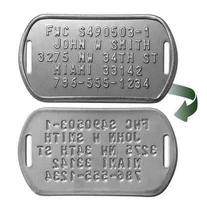 Personalized FWC Crab Trap Tags - Five Serialized Rust Proof ID Tags