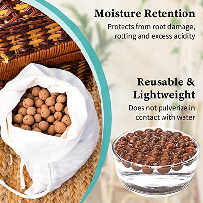 15LB Leca Clay Pebbles for Plants 4mm-16mm Clay Balls for Hydroponic | Drainage, Reusable, Aeration, Moisture Retention, Lightweight, Natural Leca for Orchids, Succulents, Terrariums, Aquaponics - size: 15LB