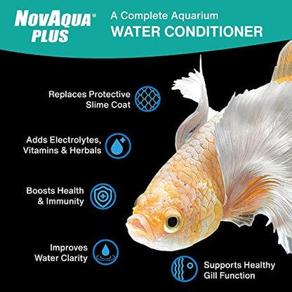 Kordon NOVAQUA Plus - Freshwater & Saltwater Aquarium Water Conditioner – Instantly Detoxifies Chlorine, Chloramines, & Heavy Metals, Replaces Fish Slime Coat, Reduces Fish Stress, 16 Ounces - size: 16 Ounce (Pack of 2)