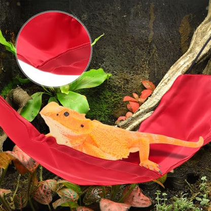 Bearded Dragon Hammock, Lizard Hammock with Suction Cups Hooks, Bearded Dragon Tank Accessories, Reptile Lounger for Geckos, Red, 1 Set - color: Red