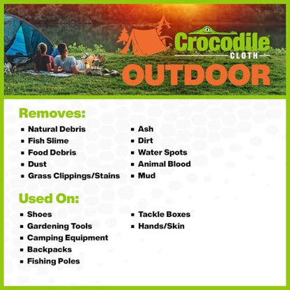Crocodile Cloth Outdoor Plant-Based Skin Safe Cleaning Wipes, 80 Count | Multi-Surface, Pre-Moistened, Aloe & Vitamin E, Safe on Skin - Ideal for Camping, Fishing, Hiking, Boating - size: 80 Count (Pack of 1)