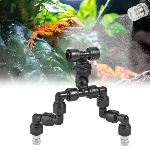 CozyCabin Double Reptile Mister Nozzles, 1/4'' Reptile Misting Spray Nozzle 360 Degree Adjustable Detachable Nozzle - Fine Mist Fogger for Terrarium, Aquarium Rainforest - size: Dual Head
