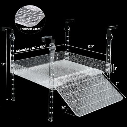 Hanging Floating Turtle Basking Platform Dock for 40 Breeder 75Gal Aquarium | Acrylic Floating Turtle Dock for Aquatic Turtles, 40B/50/75/125/150 Gal Tank, Adjustable Width 16-18.5in, Non-slip Bark Ramp - size: Extra Large