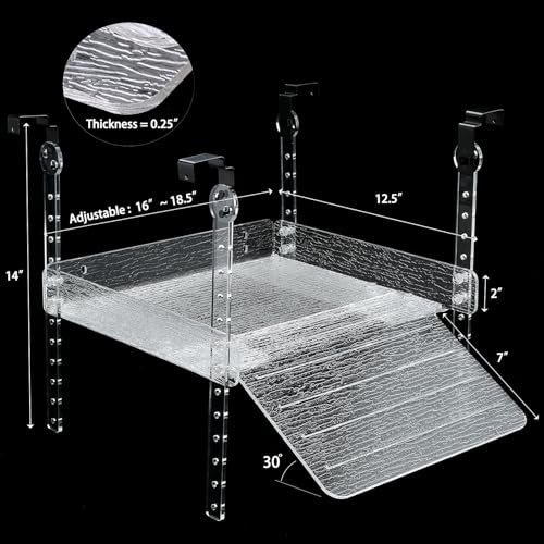 Hanging Floating Turtle Basking Platform Dock for 40 Breeder 75Gal Aquarium | Acrylic Floating Turtle Dock for Aquatic Turtles, 40B/50/75/125/150 Gal Tank, Adjustable Width 16-18.5in, Non-slip Bark Ramp - size: Extra Large