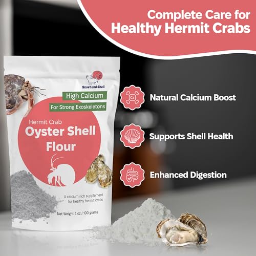 Oyster Shell Supplement for Hermit Crabs – Natural Calcium Source for Molting Support – Auto Feeder Compatible – USA-Sourced Crushed Shell Powder for Stronger Exoskeletons and Shell Health