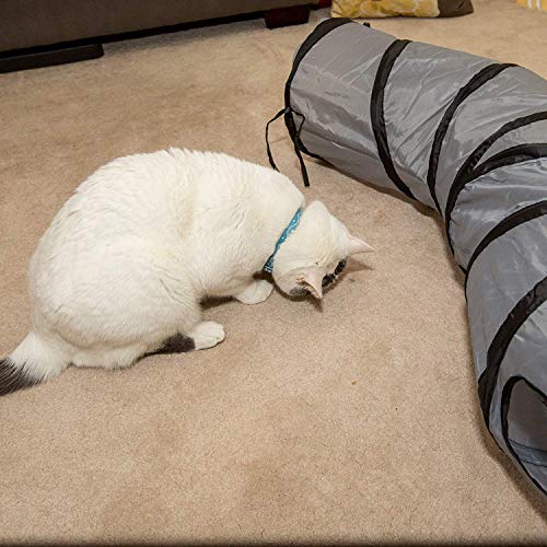 PetLike S Cat Tunnel Collapsible Pop-up Pet Tube Hideaway Play Toy with Ball (1 Way, Grey) - color: Grey, size: S way and 1 way
