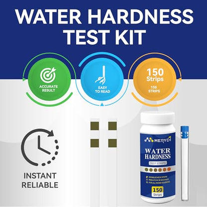 Water Hardness Test Kit,150 Strips-Double Color Pads with Sample Tube | Hard Water Test Kit for Home,Drinking Water Tap Water Well Pool Spa Water Softener Quick Accurate Water Quality Testing Kit