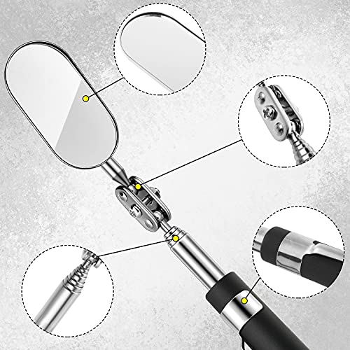 3 Pieces Telescoping Inspection Mirror Round Square Mirror Inspection Tool for Checking Vehicle, Observing Eyelashes Mouth and Other Small Parts(Oval, Square, Round Style) - style: Oval, Square, Round