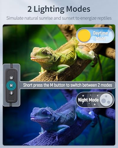 Pawfly 6 W Terrarium Light for 6" to 10" Terrariums Extendable Reptile Tank Light with Full Spectrum Brilliant White Blue Red Lights with Day & Night Modes and Adjustable Brightness - size: 6-10 Inch (6W)