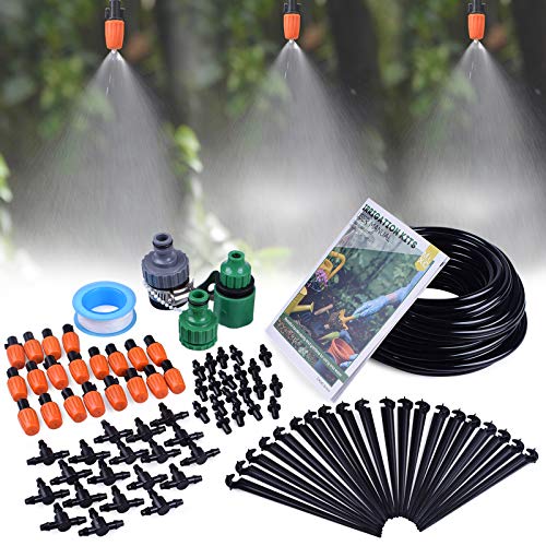 MIXC Irrigation System Greenhouse Watering Systems 1/4 INCH 50FT DIY Auto Drip Irrigation Kit Garden Accessories Automatic Irrigation Equipment for Plants/Lawn - size: 50FT