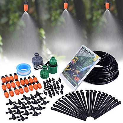 MIXC Irrigation System Greenhouse Watering Systems 1/4 INCH 50FT DIY Auto Drip Irrigation Kit Garden Accessories Automatic Irrigation Equipment for Plants/Lawn - size: 50FT