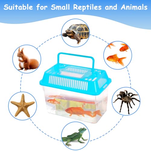 20 Pack Plastic Fish Tank, Small Reptile Terrariums Carrier Cage | Tarantula Enclosure Snake Breeding Case, Mini Fish Box for Pets, 5.9" x 3.5" x 4.3", Fish Bowls