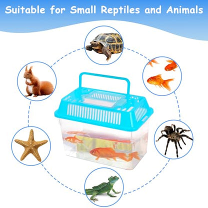 20 Pack Plastic Fish Tank, Small Reptile Terrariums Carrier Cage | Tarantula Enclosure Snake Breeding Case, Mini Fish Box for Pets, 5.9" x 3.5" x 4.3", Fish Bowls