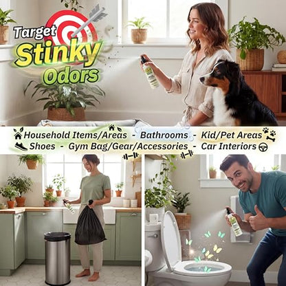 Plant-Based Odor Eliminator Spray: Multi-Use Natural Odor Neutralizer for Bathrooms, Trash Cans, Diaper Pails, Cars, Shoes, Pet Odors, Post Poop and Musty Rooms (8 fl oz, Sweet Orange) - size: 8 Fl Oz (Pack of 1)