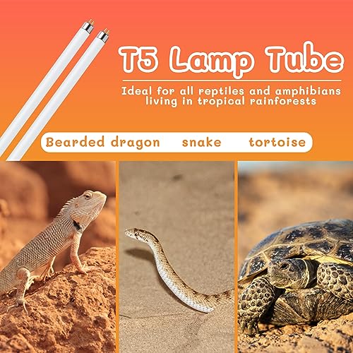 2PCS T5 UVB Reptile Light 8W 10.0,UVA UVB Light Bulb for Reptiles,Reptile UVB Lamp Tube for Bearded Dragon,12 Inchs - size: 2 pack T5 Tube-8W 10.0