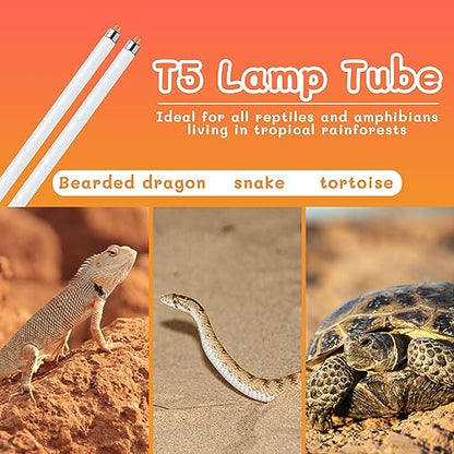 2PCS T5 UVB Reptile Light 8W 10.0,UVA UVB Light Bulb for Reptiles,Reptile UVB Lamp Tube for Bearded Dragon,12 Inchs - size: 2 pack T5 Tube-8W 10.0