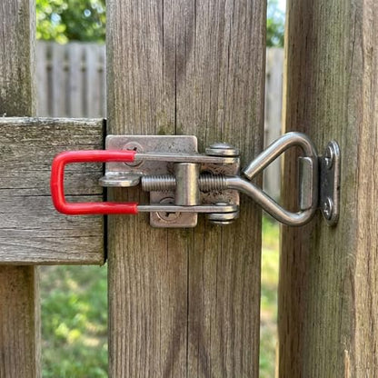 6 Pack 4001 Toggle Latch Clamp with Lock Hole, 304 Stainless Steel Adjustable Quick Release Pull Latch for Smoker, Toolbox, Cabinet – 330Lbs Holding Capacity, Silver & Red Handle, Includes Screws