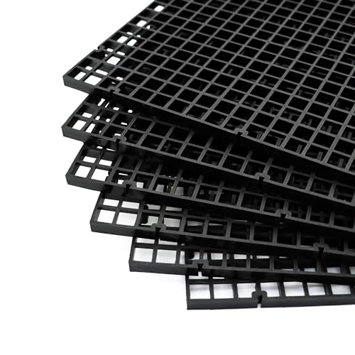 Aquarium Fish Tank Divider Plastic Egg Crate Filter Bottom Tray, S | 6pcs, Black, Plastic Grid - size: S 6pcs Black