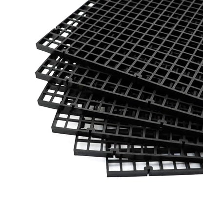 Aquarium Fish Tank Divider Plastic Egg Crate Filter Bottom Tray, S | 6pcs, Black, Plastic Grid - size: S 6pcs Black