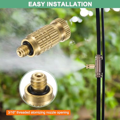M METERXITY 20-Pack Brass Misting Nozzles, 0.008"/0.2mm Orifice Mister Nozzles Brass, High Pressure Spray Misting Nozzle Head for Outdoor Cooling System/Greenhouse/Landscaping [10/24 UNC] - size: 0.2mm