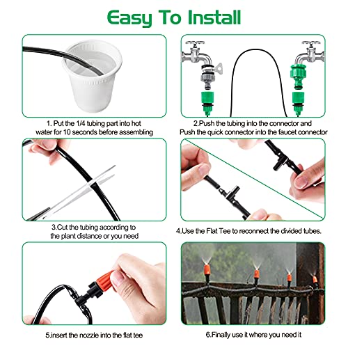 MIXC Irrigation System Greenhouse Watering Systems 1/4 INCH 50FT DIY Auto Drip Irrigation Kit Garden Accessories Automatic Irrigation Equipment for Plants/Lawn - size: 50FT
