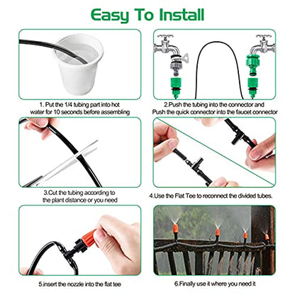 MIXC Irrigation System Greenhouse Watering Systems 1/4 INCH 50FT DIY Auto Drip Irrigation Kit Garden Accessories Automatic Irrigation Equipment for Plants/Lawn - size: 50FT