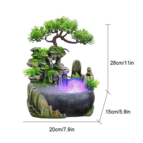 Indoor Relaxation Desktop Fountain Waterfall, Zen Meditation Indoor Waterfall Feature with Automatic Pump, Illuminated Waterfall for Home Office Bedroom Desk Décoration (Style 1) - style: Style 1