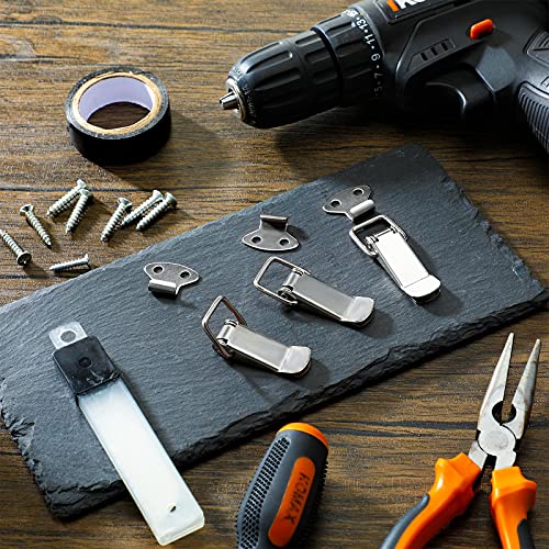 Hotop 4Pcs Latch Spring Loaded Toggle Latch Stainless Steel Catch Hasp Clamp Clip Lock for Tool Box Cabinet, Wooden Case, Jewelry Box, Chest