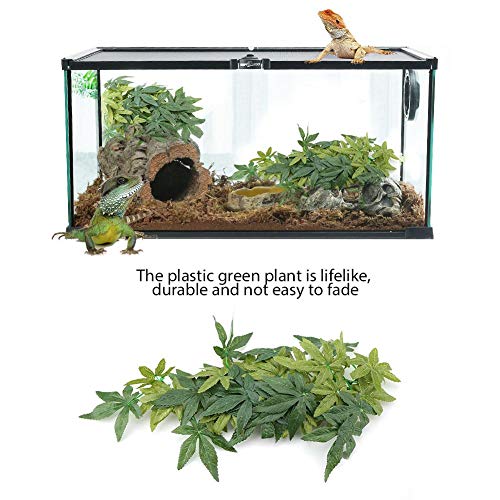 Yosoo Artificial Plants Fake Leaves, Aquarium Fish Plastic Green Grass with Sucker, Reptile Terrarium Habitat Box Cage Ornaments (40cm/15.75in) - size: 40cm/15.75in