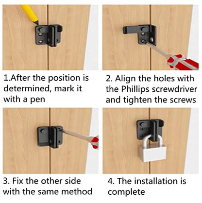 szhdxsy 2Pcs Flip Latches, Heavy Duty Latch Safety Door Lock,Stainless Steel Sturdy Padlockable Bolt Latch/Lock for Pet Gate,Cabinet Furniture, Wardrobe, Window（Right Open Matte Black）