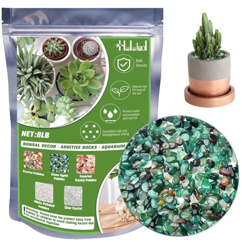 Halatool 8LB Green Aquarium Gravel, 0.35"-0.6" for Fish Tank and Plants | For fish tanks, planters, and succulents; gravel substrate, drainage rocks, decorative top dressing. Polished, non-toxic safe - size: 8 LB, style: Green Pebbles