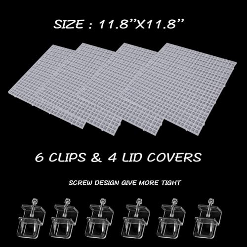 4Pcs Adjustable Aquarium Grid Lid with Clip Fish Tank Top Cover Filter Bottom Tray Divider Isolation Board Egg Crate Tray