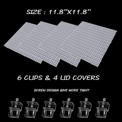 4Pcs Adjustable Aquarium Grid Lid with Clip Fish Tank Top Cover Filter Bottom Tray Divider Isolation Board Egg Crate Tray