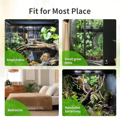 Reptile Fogger Humidifier for Glass Terrariums, Auto-Refill Misting System with Timer, Suitable for Reptiles/Amphibians/Grow Tents