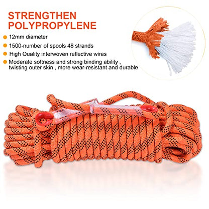 Climbing Rope, Rappelling Rope - color: Orange, size: 32FT