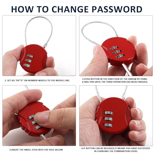 Litoexpe 8 Pcs Combination Cable Lock 8 Colors | 3-Digit Code, Steel Cable, for Backpack, Suitcase, and Luggage - color: 8 Colors
