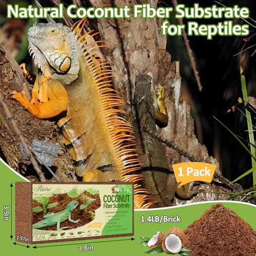 Riare 1 Pack Natural Coconut Fiber Substrate, Coco Coir Reptile Substrate | Coconut Husk Reptile Bedding for Tortoises, Snakes, Geckos, Bearded Dragons & Hermit Crabs, Enclosures & Terrarium Setups - color: 1 pack