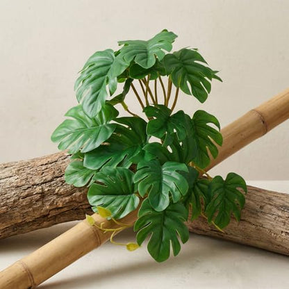 3 Pack Reptile Fake Plants for Terrarium Snake Habitat Decor Plant | Artificial Hanging Plants with Suction Cups Monstera, Terrarium Habitat Decor for Bearded Dragons Lizards Snake Geckos Frogs