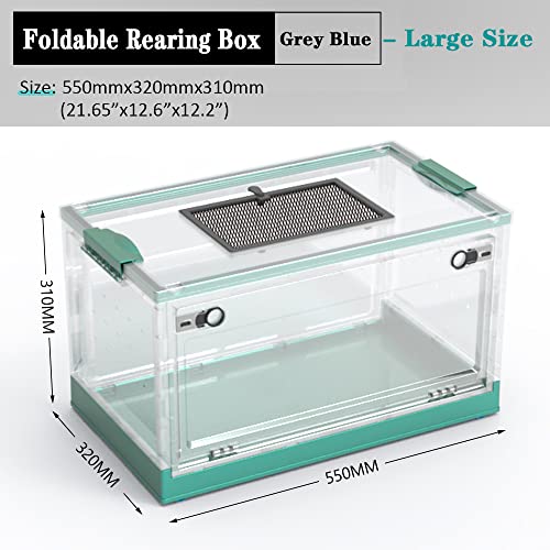 Large Snake Reptile Tank Habitat Cage, Grey Blue, 21.65"x12.6"x12.2" | Amphibians Habitat Cages, Sliding Screen Top, For Lizard, Gecko, Frog, Hamster - color: Grey Blue
