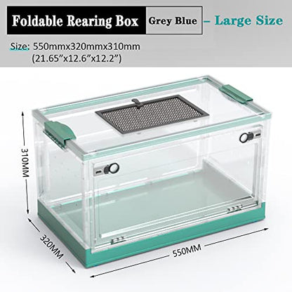 Large Snake Reptile Tank Habitat Cage, Grey Blue, 21.65"x12.6"x12.2" | Amphibians Habitat Cages, Sliding Screen Top, For Lizard, Gecko, Frog, Hamster - color: Grey Blue