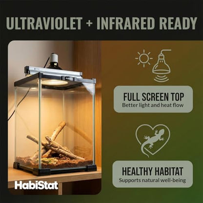 Habistat Mini Glass Terrarium for Reptiles 8"x8"x12" – Stackable Reptile Enclosure for Inverts & Amphibians with Lock & Watertight Base, Ideal Terrarium Tank for Geckos and Indoor Bioactive Setups - size: 8"x8"x12"