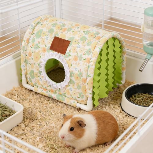 Guinea Pig Hideout Bottomless Guinea Pig Tunnel with Curtain | Large Guinea Pig Hide Washable Small Animal Tunnel Hide Guinea Pig Accessories for Dwarf Rabbit hamster (Light Green, Large) - color: Light Green, size: Large