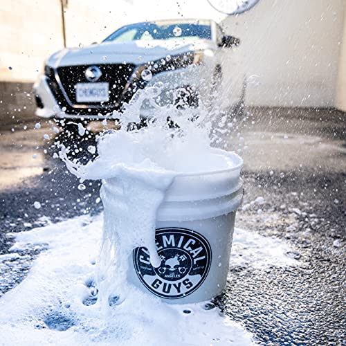 Chemical Guys, Heavy Duty Detailing Bucket with Logo, 4.5 Gallon, Clear | Durable semi-transparent bucket holds soap, mitts and grit guards for safe two-bucket washing - style: Bucket Only