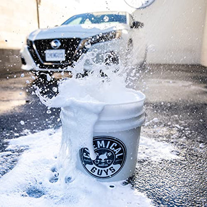 Chemical Guys, Heavy Duty Detailing Bucket with Logo, 4.5 Gallon, Clear | Durable semi-transparent bucket holds soap, mitts and grit guards for safe two-bucket washing - style: Bucket Only